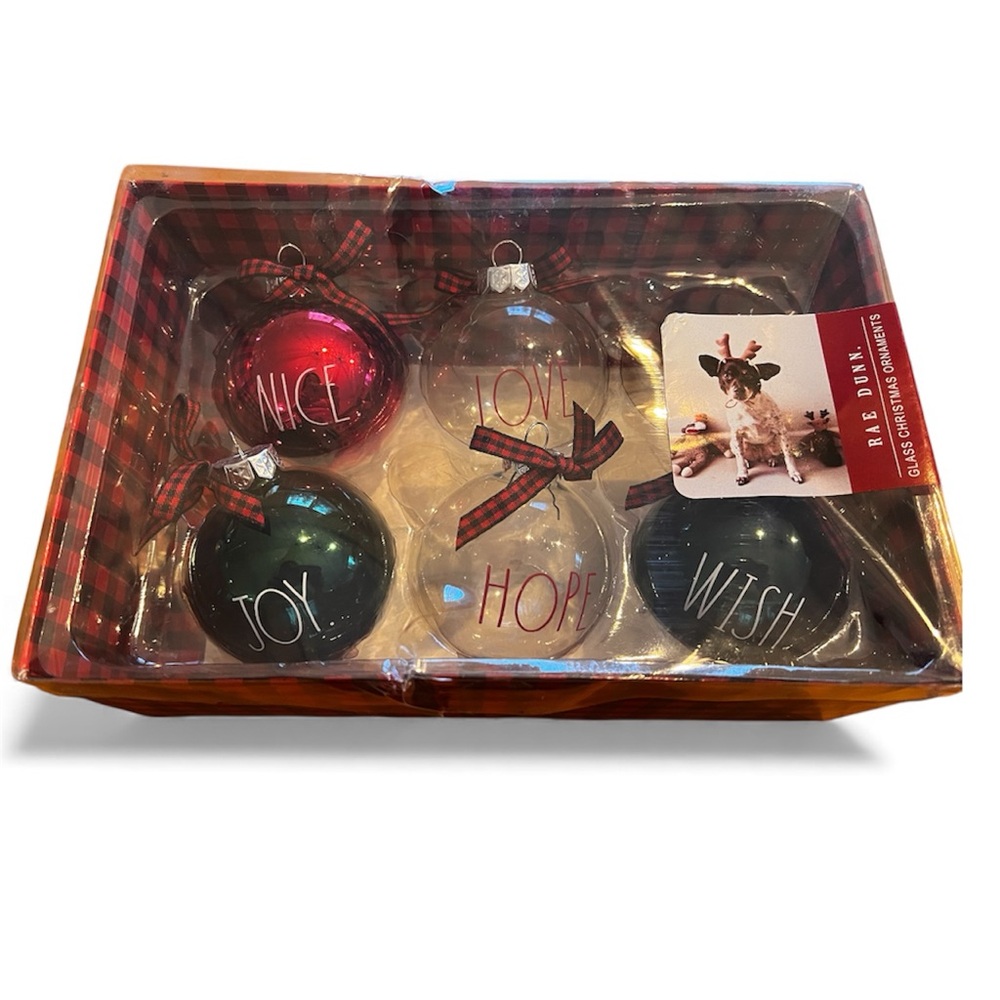 5/$25 Rae Dunn Festive Ornament Collection - Red, Green, Clear
